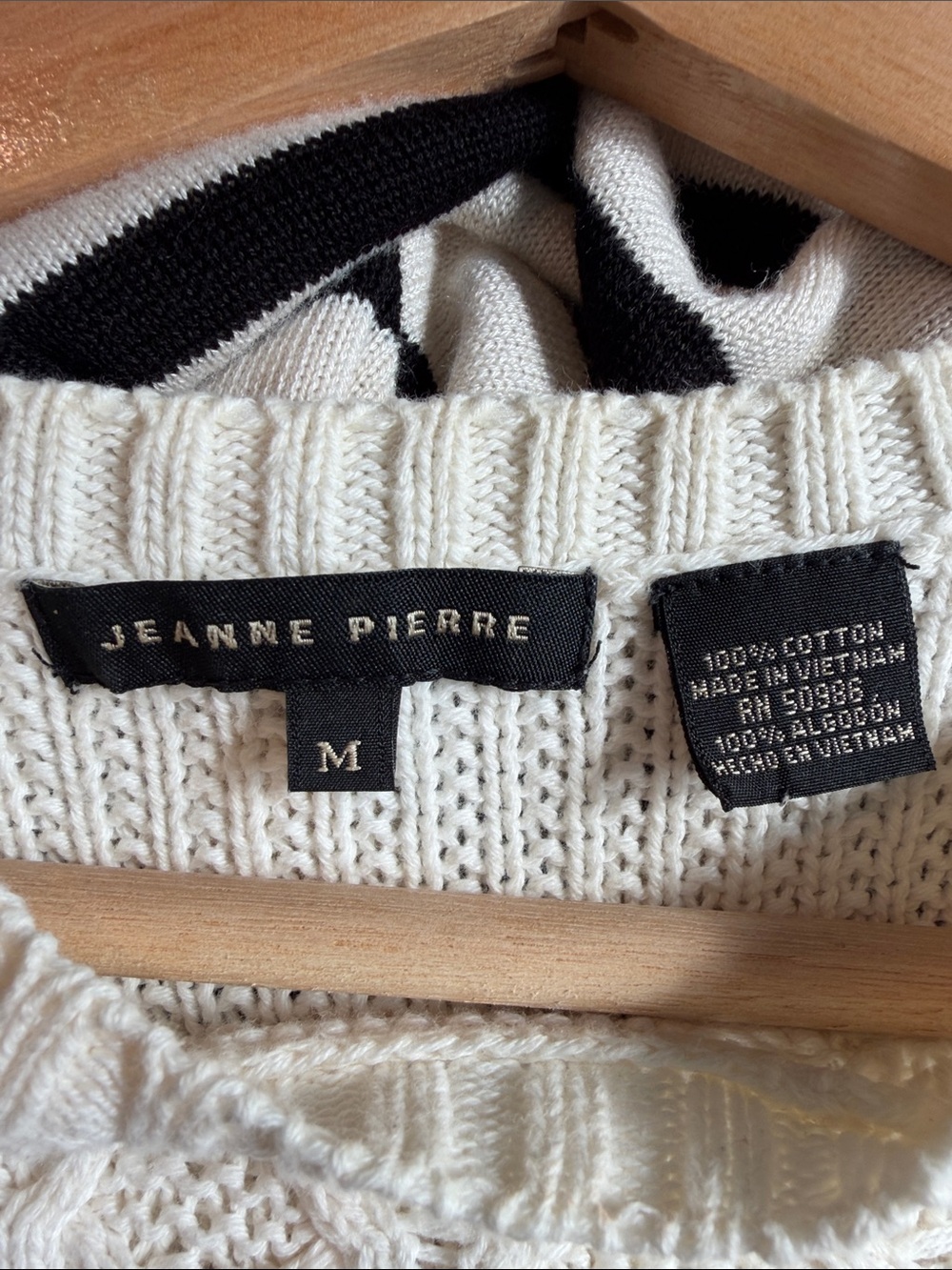 JEANNE PIERRE Cream Chunky Knit Crewneck Sweater - Picture 3 of 3